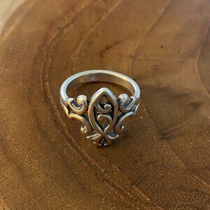 RETIRED James Avery Ornate Ichthus Ring, Size 6.5, Sterling Silver